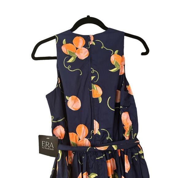 ModCloth Women's Soft Peach Print Instant Energy Faux-Wrap Dress Size 4 Blue NWT - Picture 7 of 9